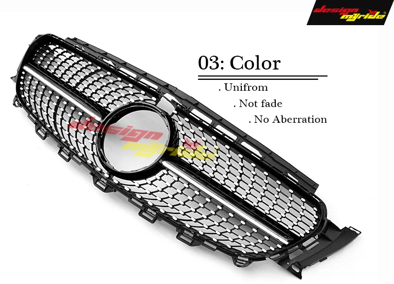  For Mercedes W213 Sport Diamond grille grill ABS Black With Camera E-Class E200 E250 E300 E350 E400