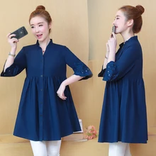 Ruffles Collar Peplum Top Korean Fashion Casual Women Long Shirt 2019 Spring Summer Half Sleeve Embroidery Plus Size Blouses 5XL Ruffles Collar Peplum Top Korean Fashion Casual Women Long Shirt 2019 Spring Summer Half Sleeve Embroidery Plus Size Blouses 5XL
