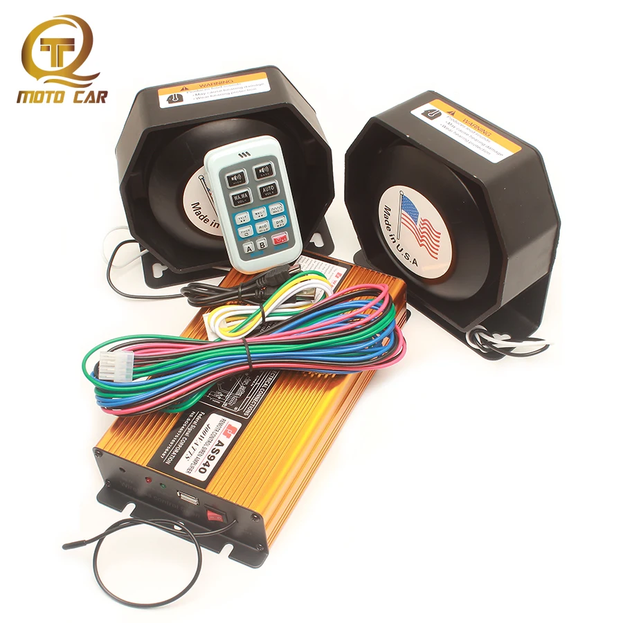 

12V Car Alarm Horn 400W Electric Speaker Police Siren Multi Warning Sound PA MIC System Wireless Megaphone for Boat Train Horn