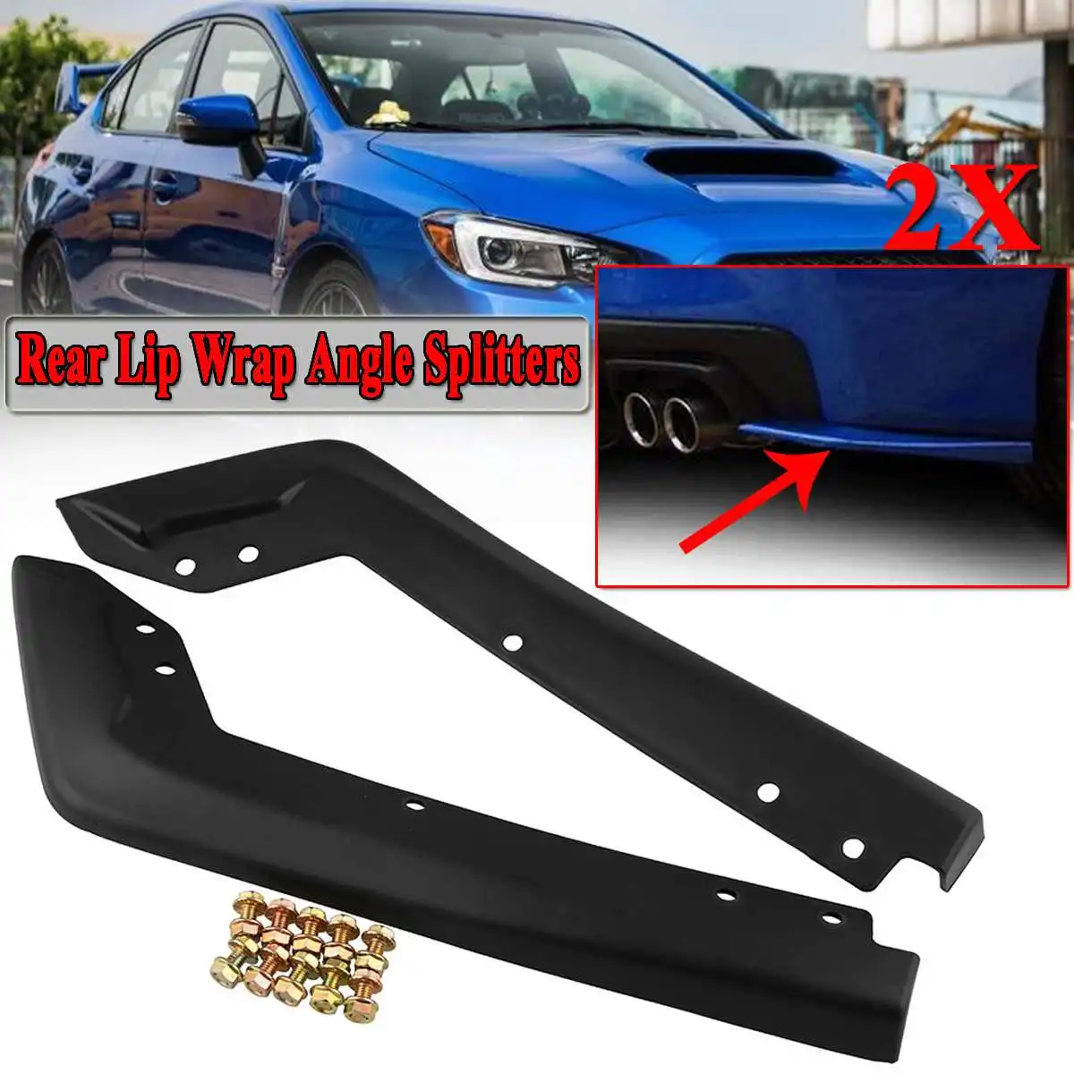 

New Pair Car Rear Bumper Wrap Angle Splitter Diffuser Lip Wrap Angle Splitters For Subaru Impreza WRX Sti 2015-2016 OE Style