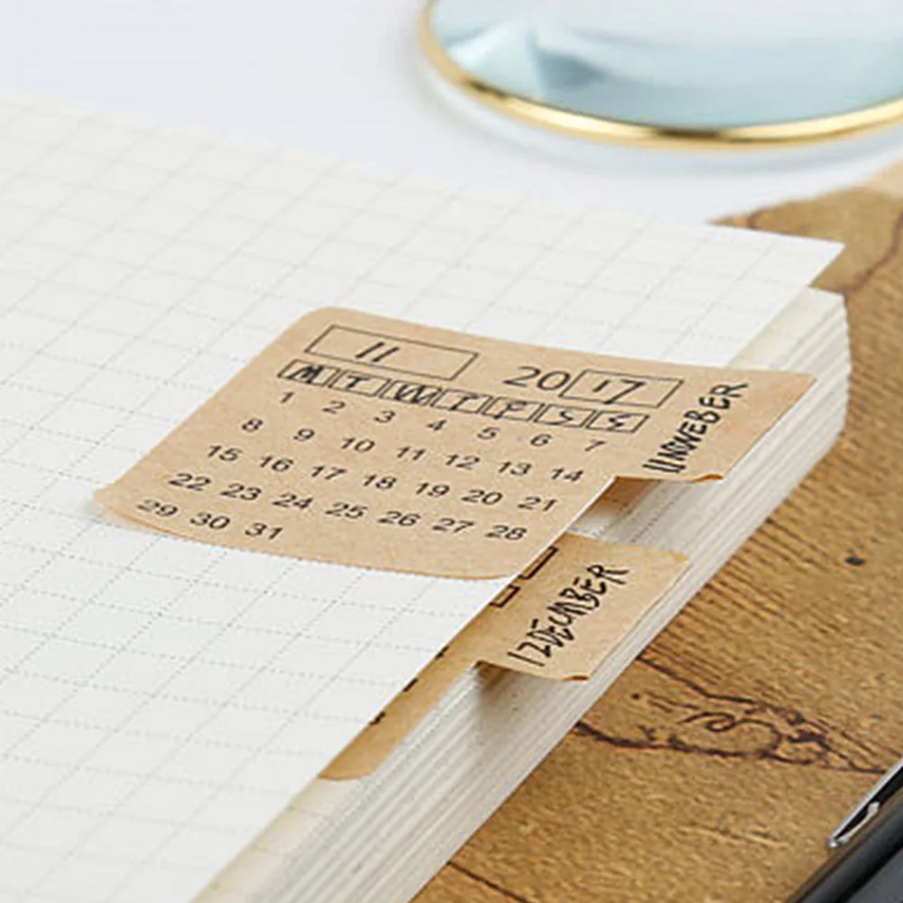 

4 Sheets Organizer Notebook Stationery Stickers Calender Handwritten Label Index Kraft Paper