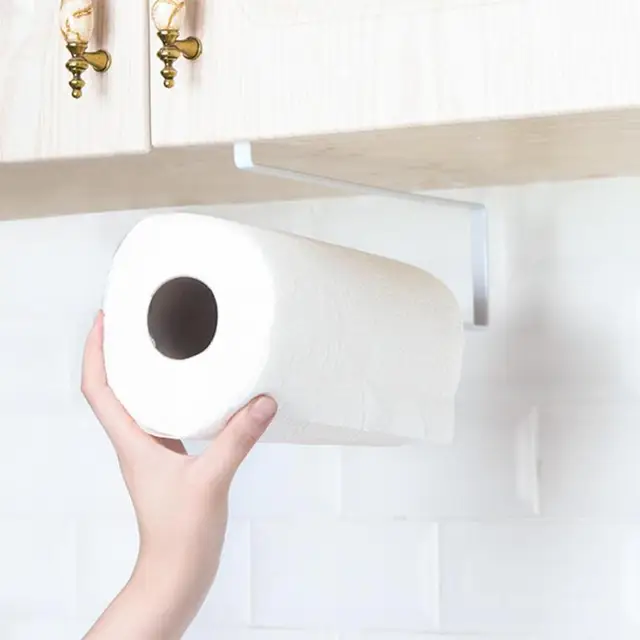 Best Quality Kitchen Paper Holder Hanging Bathroom Toilet Roll Tissue Holder Towel Rack Kitchen Cabinet Door Hook Storage Holder Organizer 