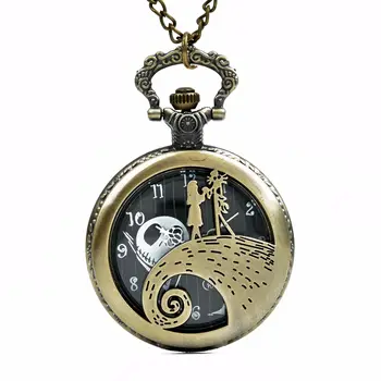 

Couple new ghost head literal wave couple gift fashion quartz pocket watch