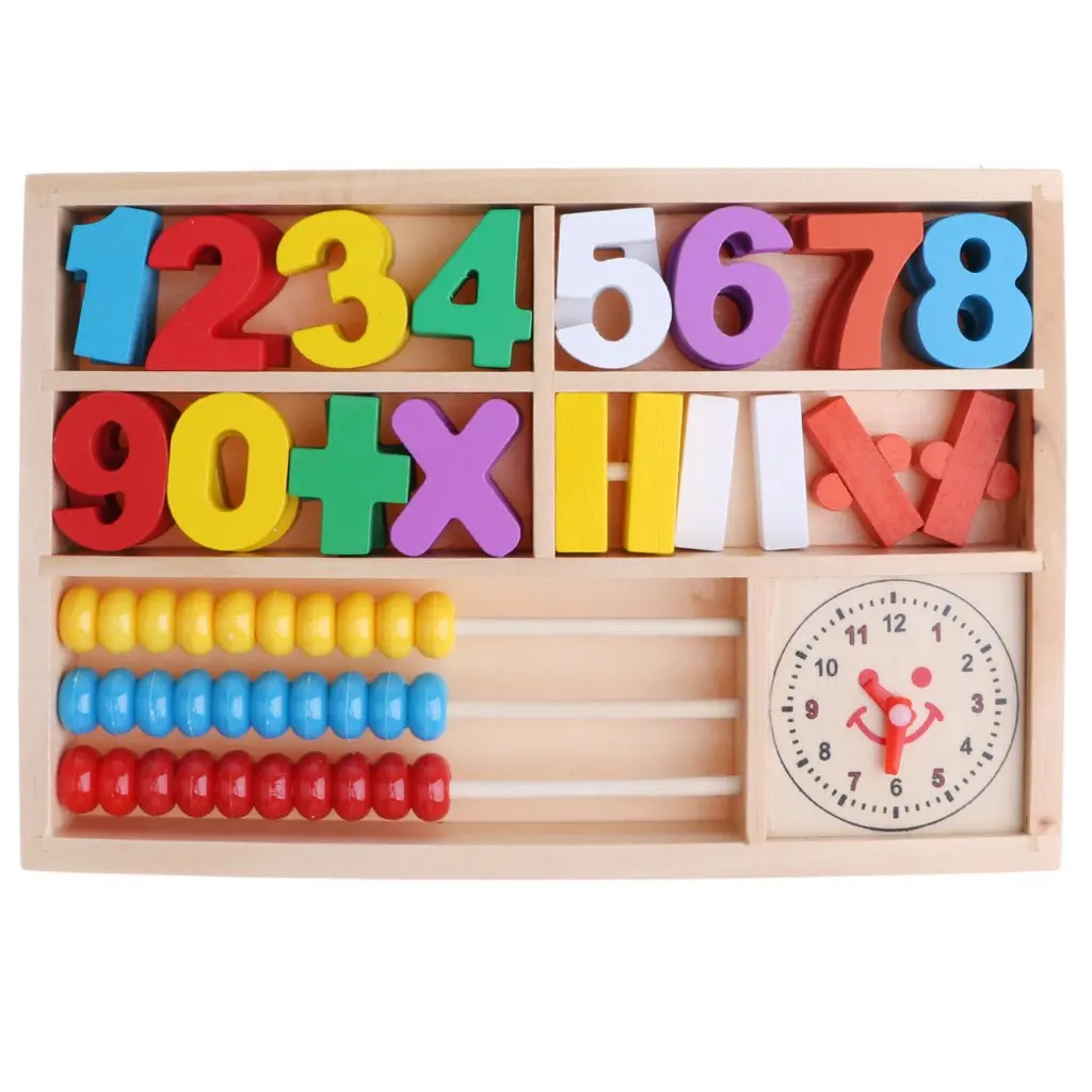 

Montessori Mathematical Materials Clock Abacus Wooden Number Blocks Early Learning Educational Toys for Children Kids Baby