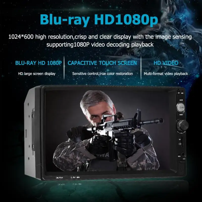 Универсальный 7 ми дюймовый HD Экран 1024*600 автомобильный стерео MP5 плеер FM Радио