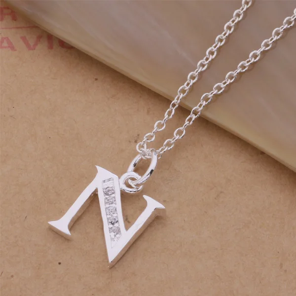 

An220 Hot 925 Sterling Silver Necklace 925 Silver Fashion Jewelry Pendant Letter N /gkkapbra Aoyajgfa