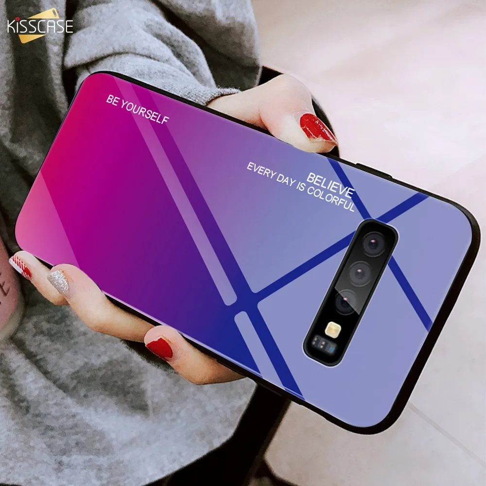 

KISSCASE Gradient Tempered Glass Case For samsung a50 a30 A520F A8S A52017 Case for Samsung S10e S10Plus M10 M20 Cover Conque #5