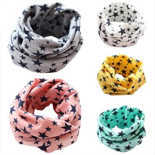 

Children Baby Winter Warm Cotton Neck Wrap Scarves Kids Boys Girls Star Printing Circle Scarf Suitable For 2-10 Years Old