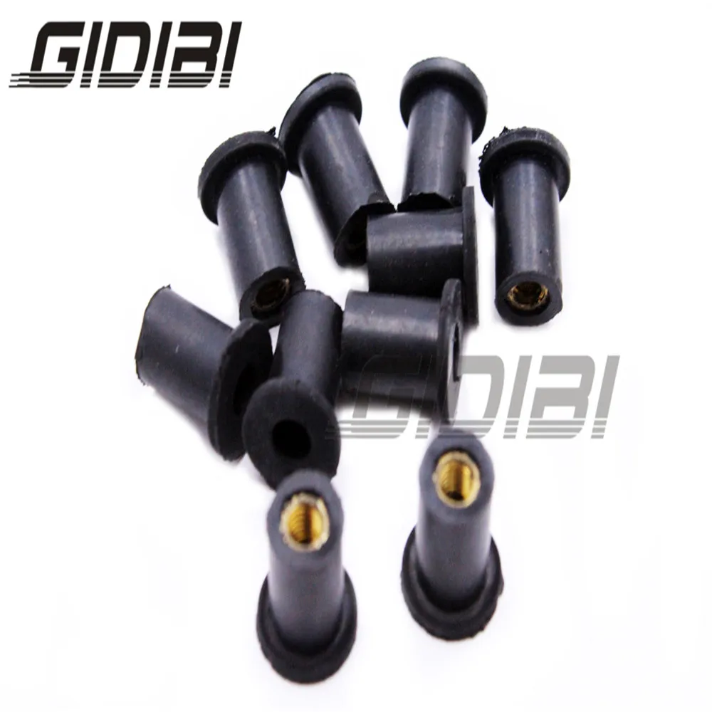 

M4 10PCS 4MM Fairing Rubber Brass Well Nuts For Kawasaki-Ninja ZX-6R 7R,ZZR600