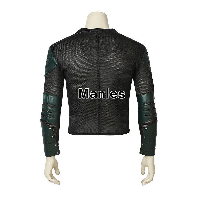 Green Arrow Oliver Queen Cosplay Costume Green Arrow Season 5 Superhero Clothing Male Halloween Leather Costume Adult Men Jacket Green Arrow Oliver Queen Cosplay Costume Green Arrow Season 5 Superhero Clothing Male Halloween Leather Costume Adult Men Jacket