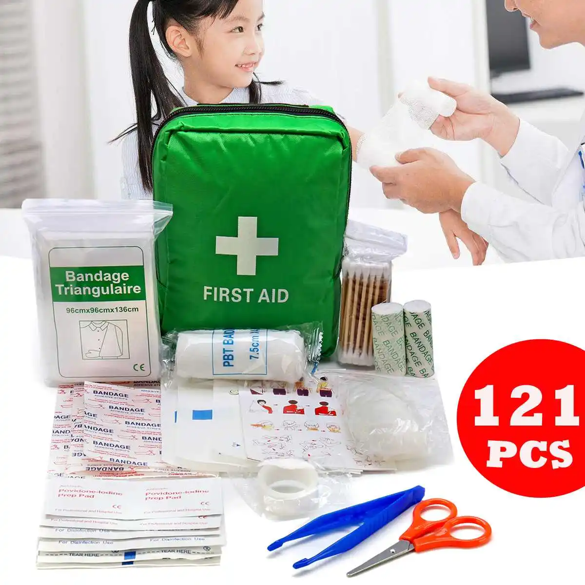 121 piezas verde Mini seguro Camping senderismo coche bolsa de primeros auxilios Kit de emergencia médica Kit Pack de tratamiento al aire libre supervivencia en la naturaleza