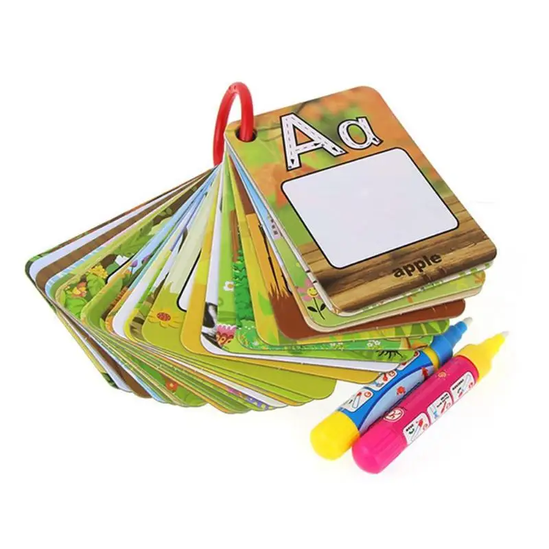 

2019 26 English Alphabet Learning Card Reuseable Child Education Toy Water Drawing Painting Writing Board With Magic Pen