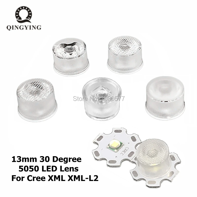 

100pcs 13mm CREE LED Lens 30 Degree Optical PMMA Lenses Holder SMD 5050 XML XML2 XML-L2 Plano Reflector Collimator