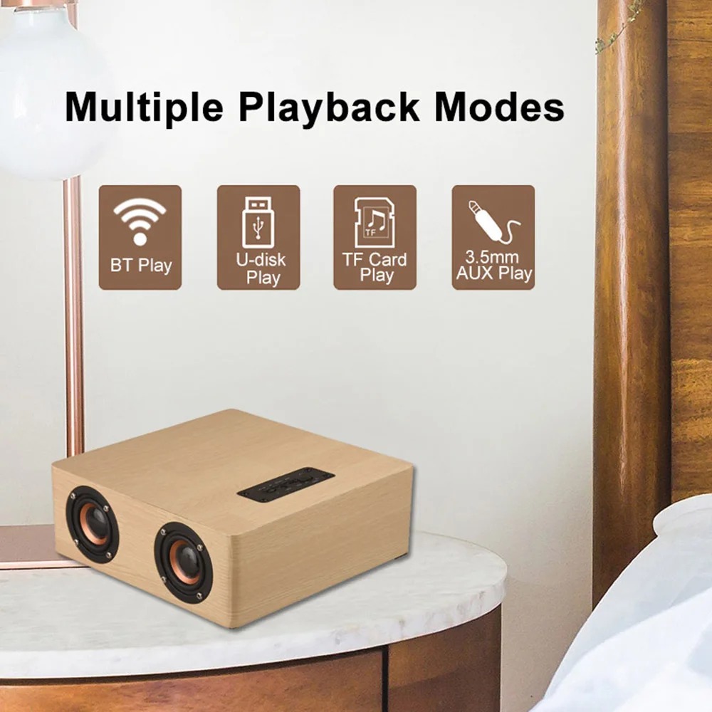 Q5 деревянный Bluetooth 4 2 динамик 3 Вт * Рог Поддержка FM TF карта AUX в сабвуфере