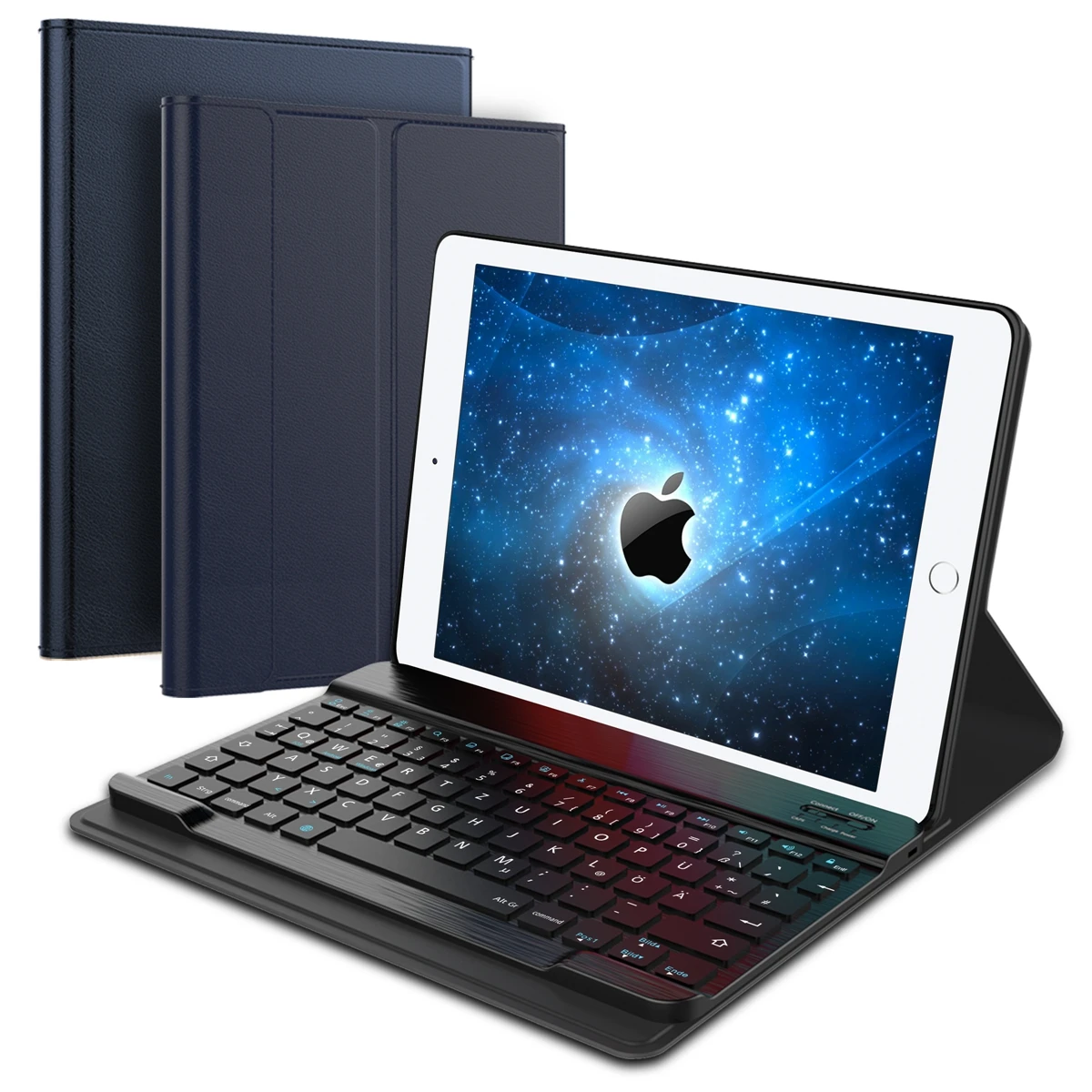 

For iPad 9.7 2016 Detachable Tablet Bluetooth Keyboard Case PU Leather Tablet Case Set German Wireless Keyboard Protective Cover