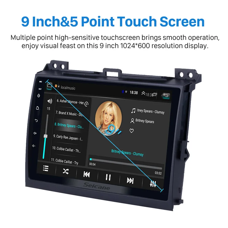 Top Seicane 2Din Android 8.1 9 Inch Car Radio For 2007 2008 2009 2010 Toyota Prado Head Unit GPS Multimedia Player Wifi Bluetooth 2