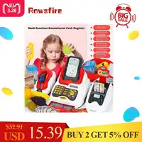 Rowsfire Lovely Children Pretend Play Toys Classic Supermarket Cash Register Toy for Children Cute Pattern Design
