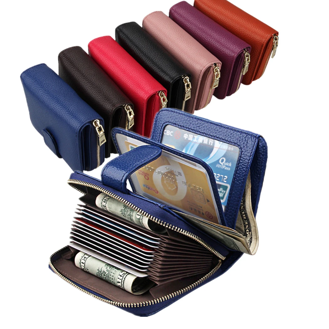 

Women Short Purse Card Holder Bags 2019 Fashion Genuine Leather Wallets Ladies Zipper Clutch Purses Multifunction Money Bag