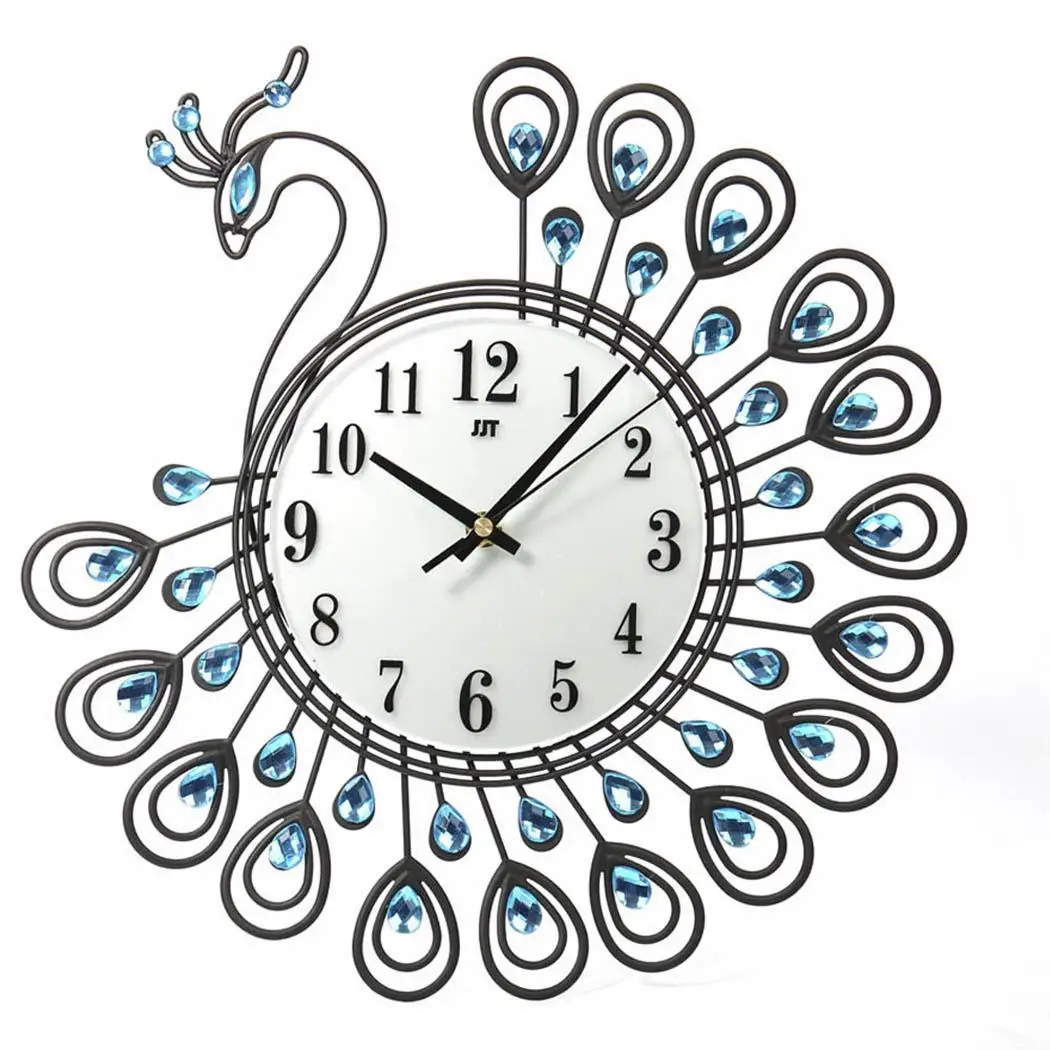 

Large Wall Shiny Rhinestone Clock Sun Style Modern Living Room Hook Round Decor 1 x AA Battery (Not Included)