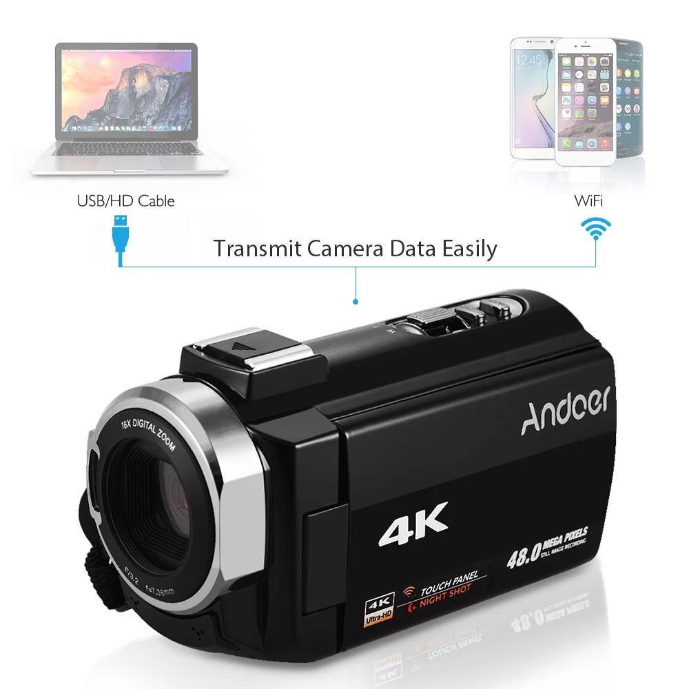 Видеокамера Andoer DV 3 &quotс подключением к Wi Fi ИК ночным видением крепление Горячий