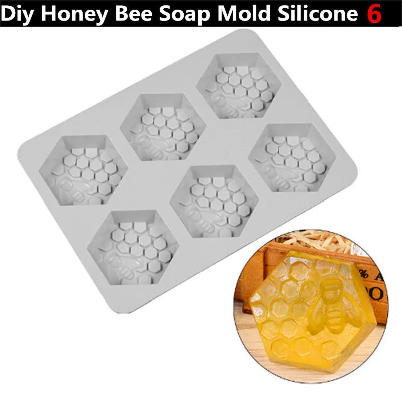 Creative 6 Hole Honey Bee Soap Mold New Silicone DIY Handmade Craft 6L Multifunctional Practical Cake Decoration Mould | Дом и сад