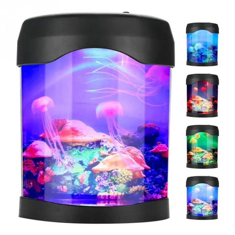 Nuevo estilo USB acuario luz pecera escritorio decoración Mini pecera humor LED iluminación cambio de Color Lámpara de noche