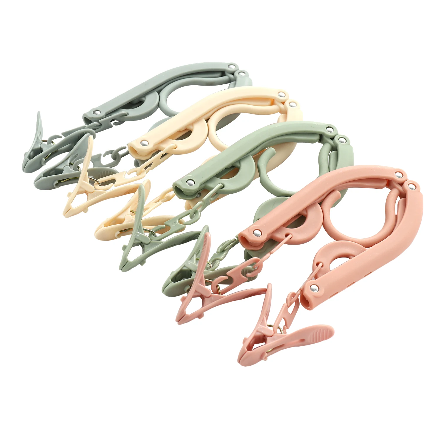 

4 PCS Portable Folding Clothes Hangers with 8 Hanger Clips for Scarves Suits Trousers Pants Shirts Socks Underwear for Travel
