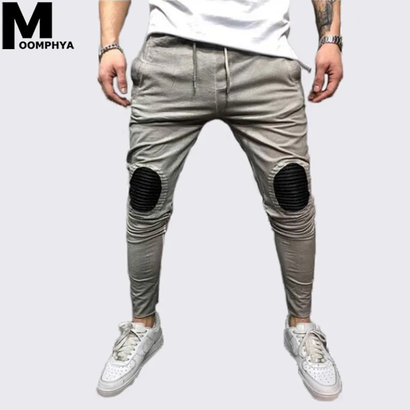 2019 Новое поступление плиссированные лоскутное для мужчин бегунов patns уличная зауженные длинные брюки