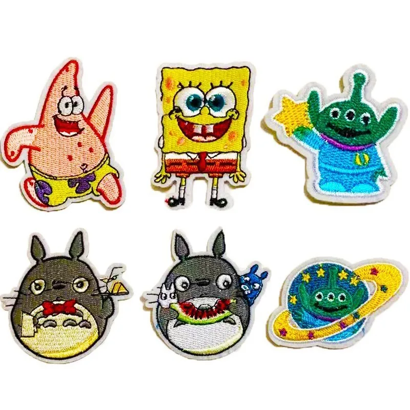 

Japanese Anime My Neighbor Totoro Patches Iron On Appliques for Clothing Cartoon Aliens UFO Space Badges Diy Coat Jeans Patch