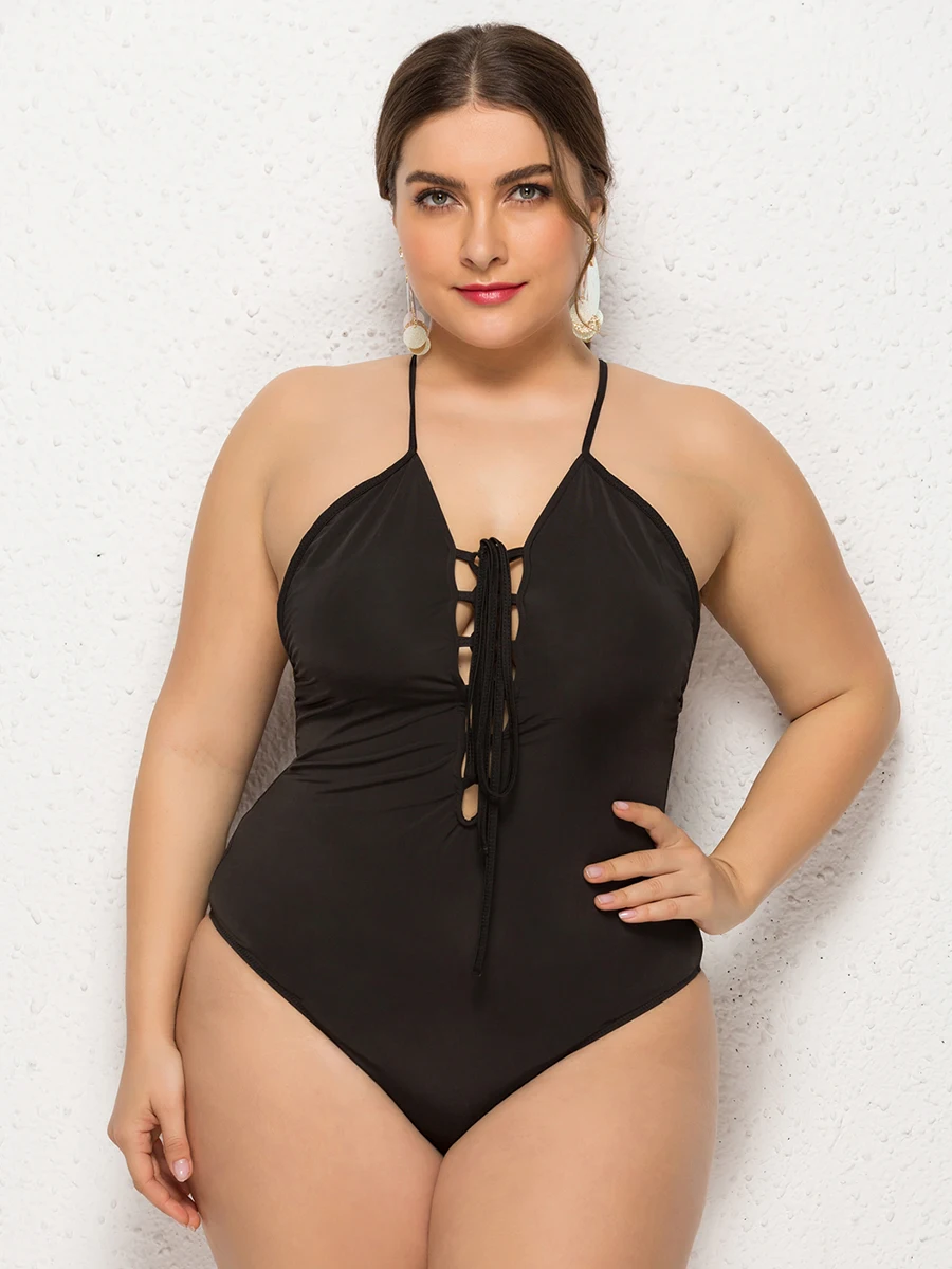 

New Women's bikini set Sexy Plus Size Strappy Padded Lace-up One-piece ladies Swimwear