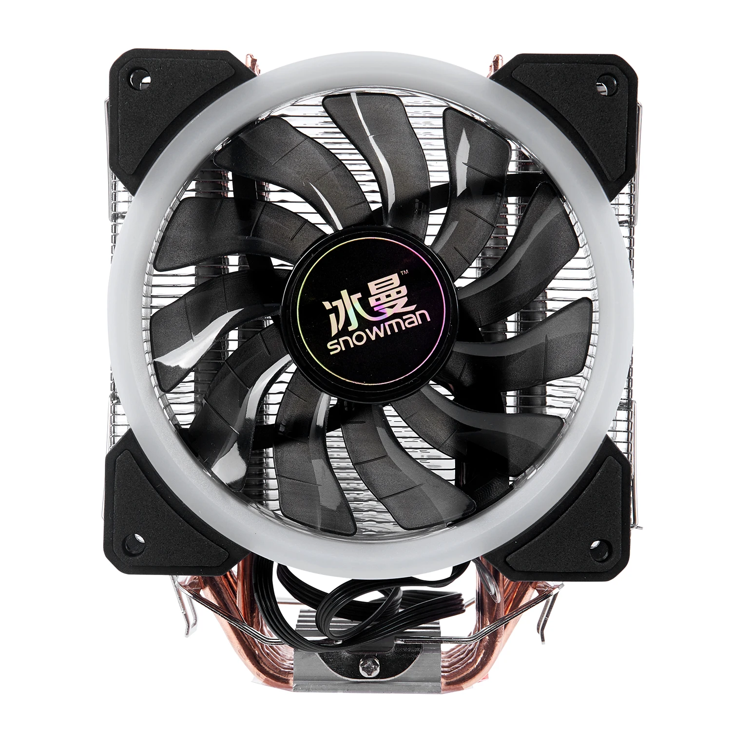 Кулер SNOWMAN для процессора 4 контакта 6 тепловых трубок с RGB светодиодами 12 см LGA775 1151