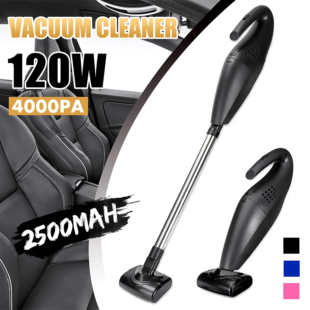 

Home 120W Handheld Wireless Vacuum Cleaner Home Car Wet Dry Dual Use High Power Cleaning Machine Tool Extension Tube New