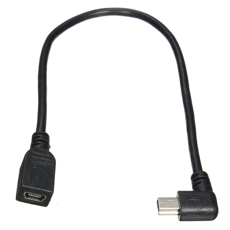 GPS Mini USB 5Pin 90 Degree Left Angled Male to Female Extension Data Cable 24cm