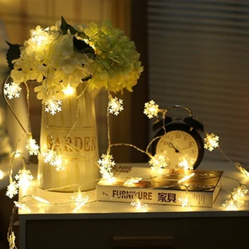

1.5M 10LED Copper Wire led Fairy String Lights Snow Flakes Waterproof Christmas Holiday Ramadan Party Wedding decoration lights