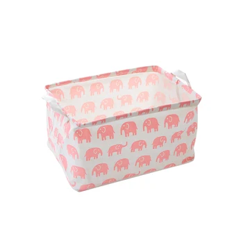 

Toy Storage Basket and Box Organizer with Pink Elephant Prints Nursery Storage Baby Hamper Book Bag Laundry Clothing