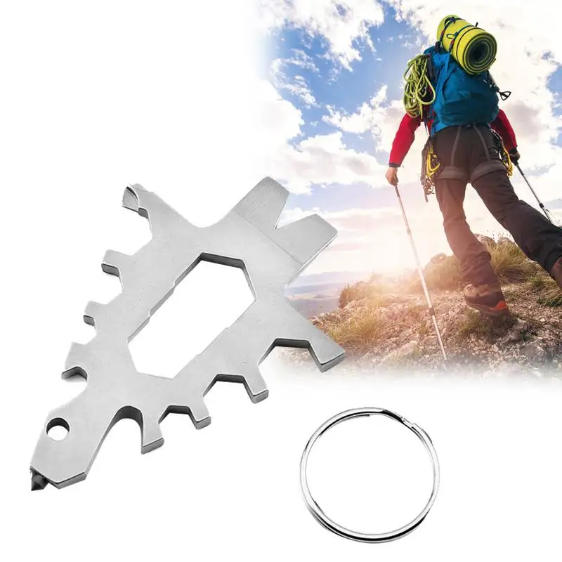 

Stainless Steel Outdoor Equipment Mini Tactical Tool Card + Ring Survival Travel Multi-Function Stainless Steel Camping Tools