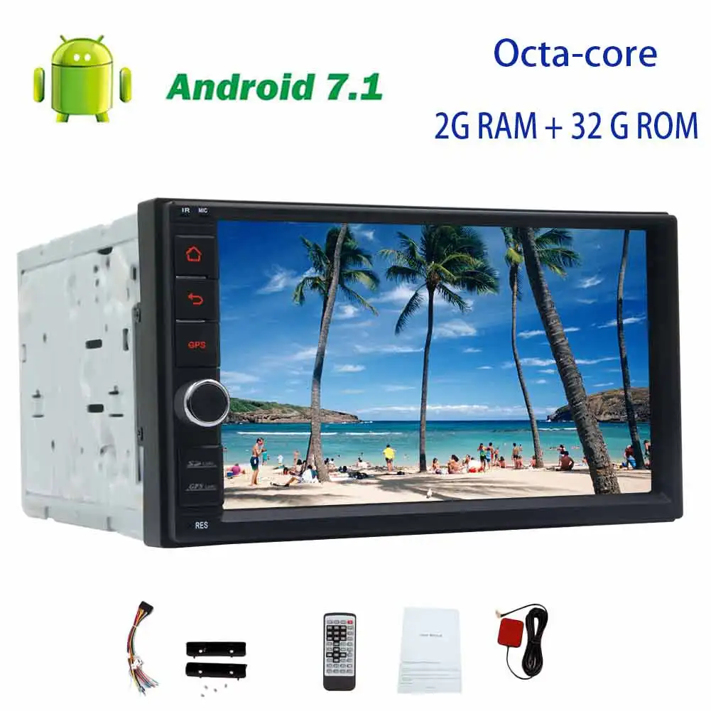 Best Android 7.1 Naugat 2 gb 32 gb Auto Radio 2din Universal Car GPS Radio di Navigazione doppio din Stereo touchscreen Navigation 2