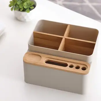 

AUGKUN Bamboo Storage Box Living Room Coffee Table Desktop Remote Control Storage Box Simple Makeup Tools Organizer Storage Box