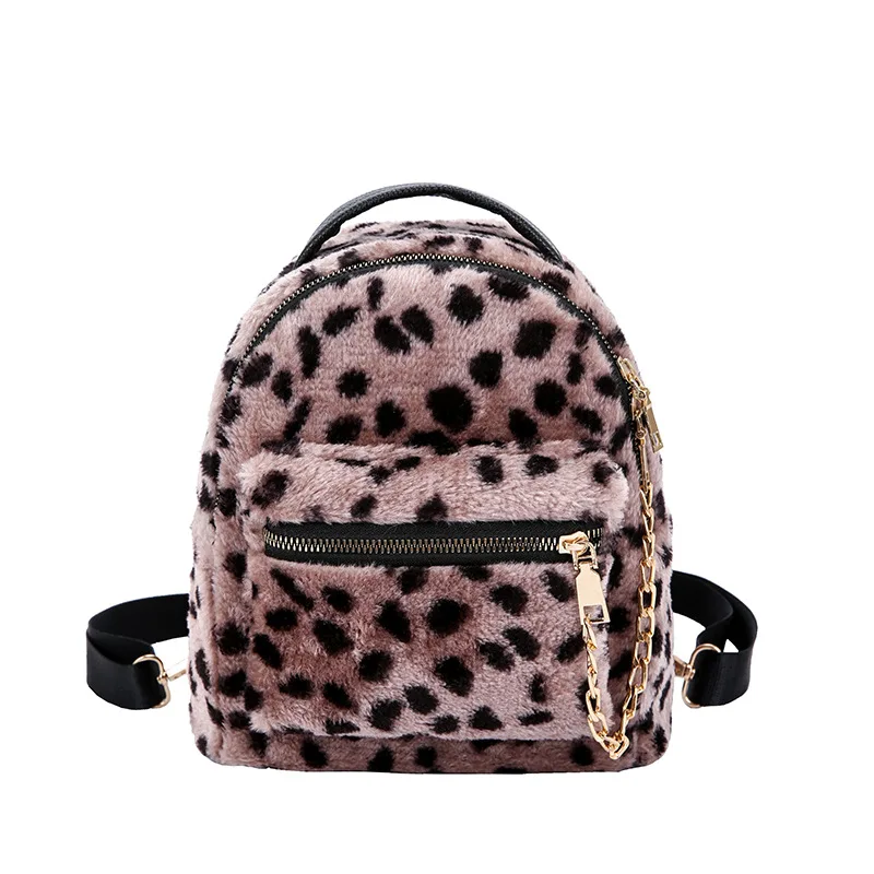 

Miyahouse Fashion Mini Leopard Print Backpack Female 2018 Faux Fur Small Plush School BagFor Women Sexy Winter Rucksack For Lady
