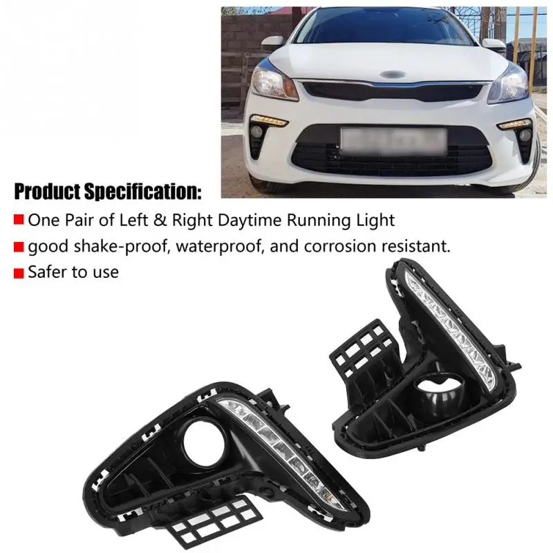

1Pair Car Daytime Running Light Turn Signal 2-Color DRL LED Fog Lamp for Kia Rio K2 2017-2018 car accessories Car styling