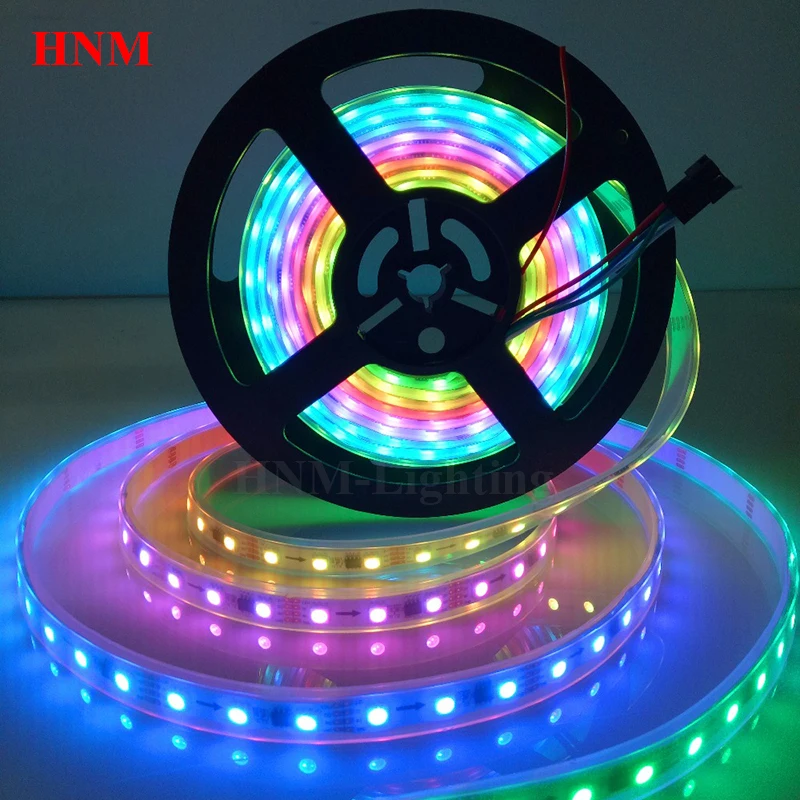 #Best 5M 30 48 60 96 LEDs m WS2818 Addressable RGB Pixel LED Strip Light 12V 5050 SMD Digital TV Tape,White Black PCB,IP20 IP65 IP67