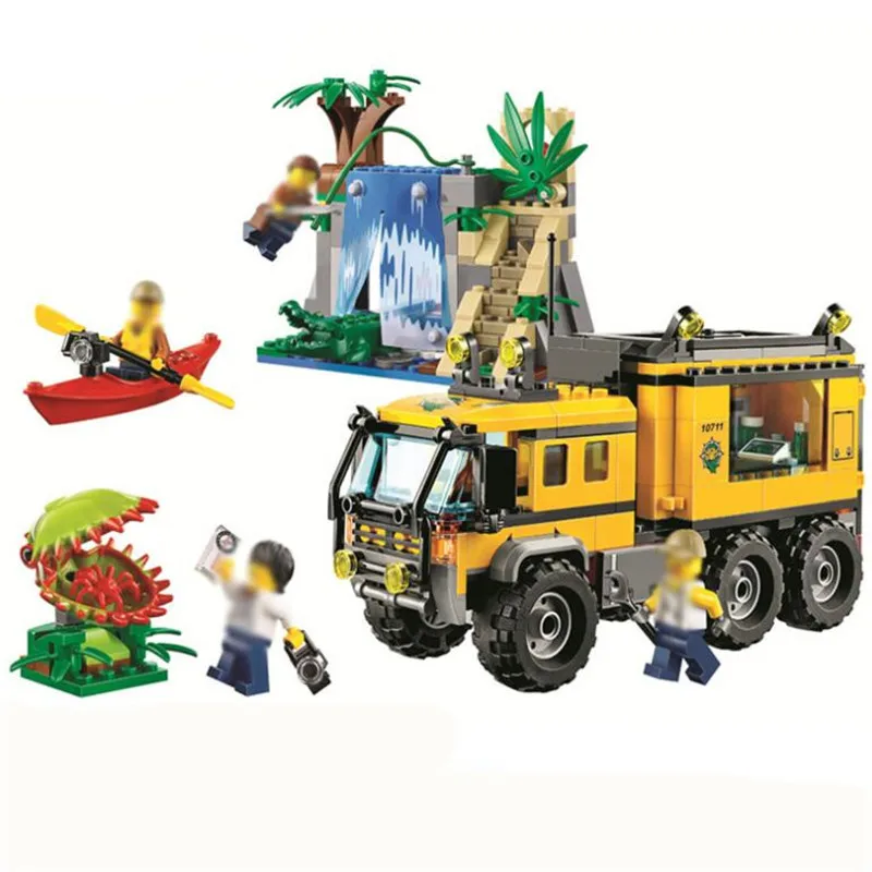 

Legoing 60160 460pcs City Police series Jungle Expedition Team Mobile Lab Building Block Christmas Toy For Children Gift 02062