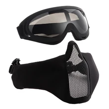 V12+ X400 половина-лицевая сетка маска& Набор очков для подводного плавания ударопрочность Защита от ультрафиолетовых лучей очки защитные маски защита ушей углерода Сталь сетки