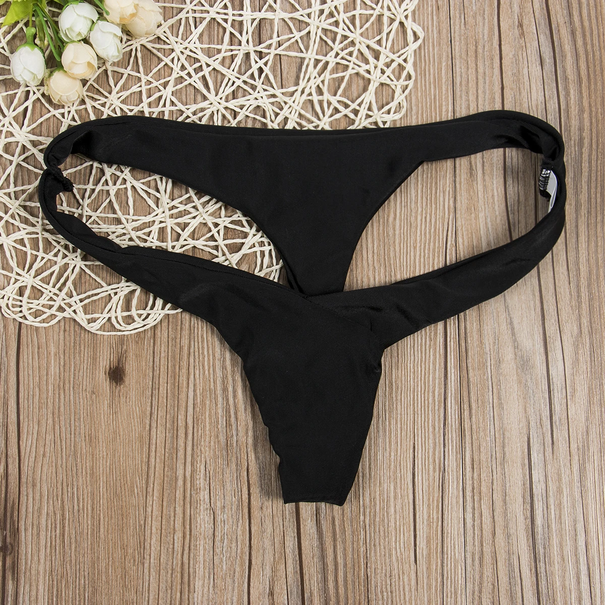 

Sexy Women Bikini Thong Bottom Brazilian V Cheeky Ruched Semi Swimwear Beachwear