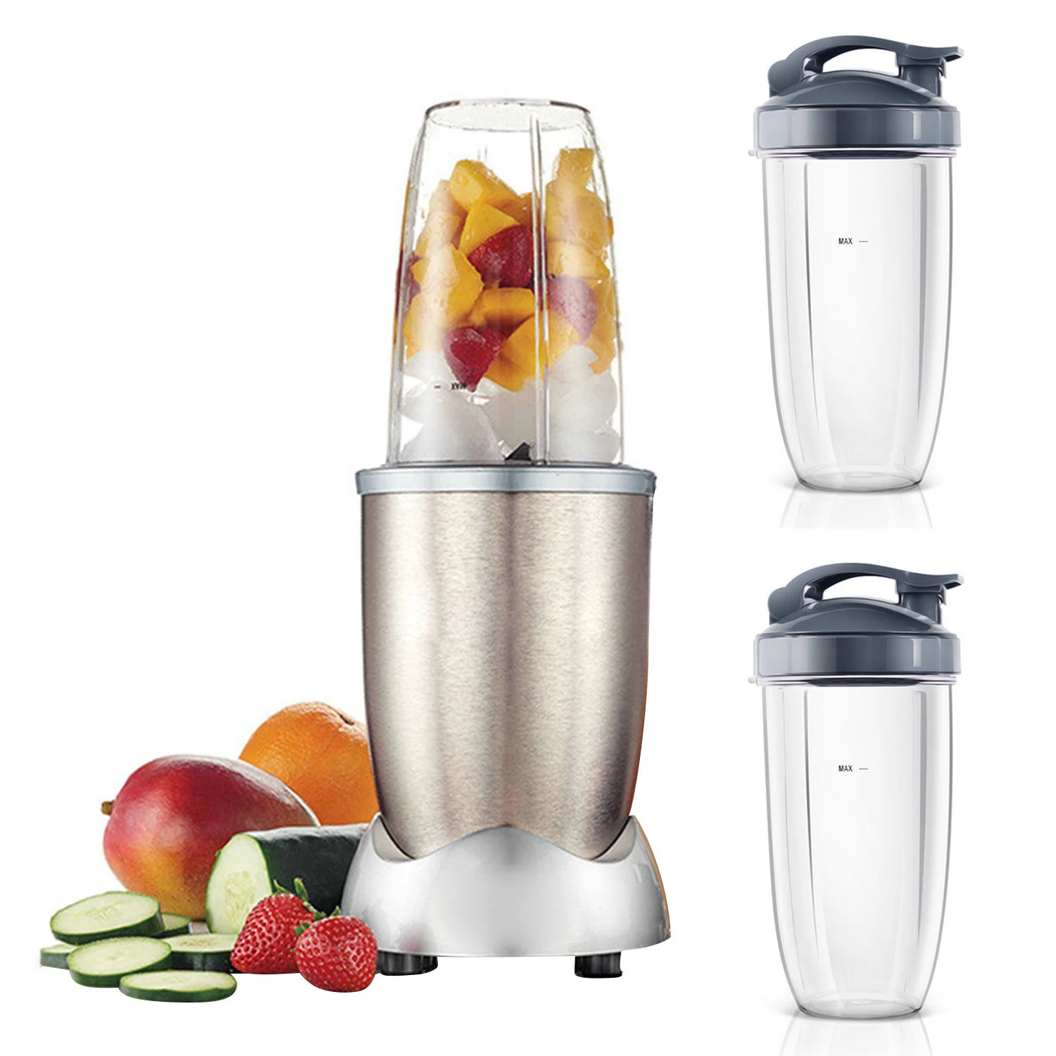 

Behogar 2PCS 32OZ Cup 2PCS Flip Top To-go Lid Replacement Parts Accessories Compatible with NUTRIBULLET 600W 900W Blender