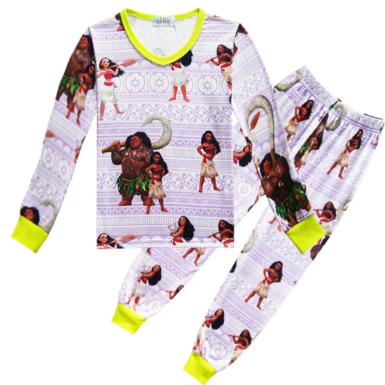 Розничная, осенняя Пижама с изображением Мауи пижамный комплект 2 предмета для малышей, для маленьких девочек, одежда для сна, одежда для сна, пижама Moana девочки Рождественская ночная рубашка