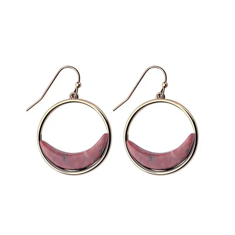 

Solid Color Semi-Precious Stones Earrings for women fashionable simple Temperament Light Luxury Round Red Earrings for Women