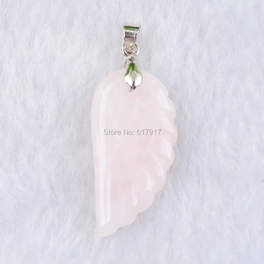 

RONGZUAN Lover Gift Natural Rose Quartzs Gem Stone Bead Carved Angel Wing Reiki Chakra Chain Necklaces & Pendants Jewelry TN3532