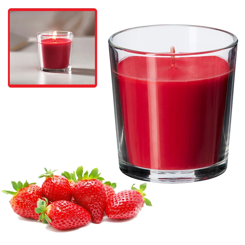 Sweet Berry Scented Candle In Glass Has The Same Beautiful Color During