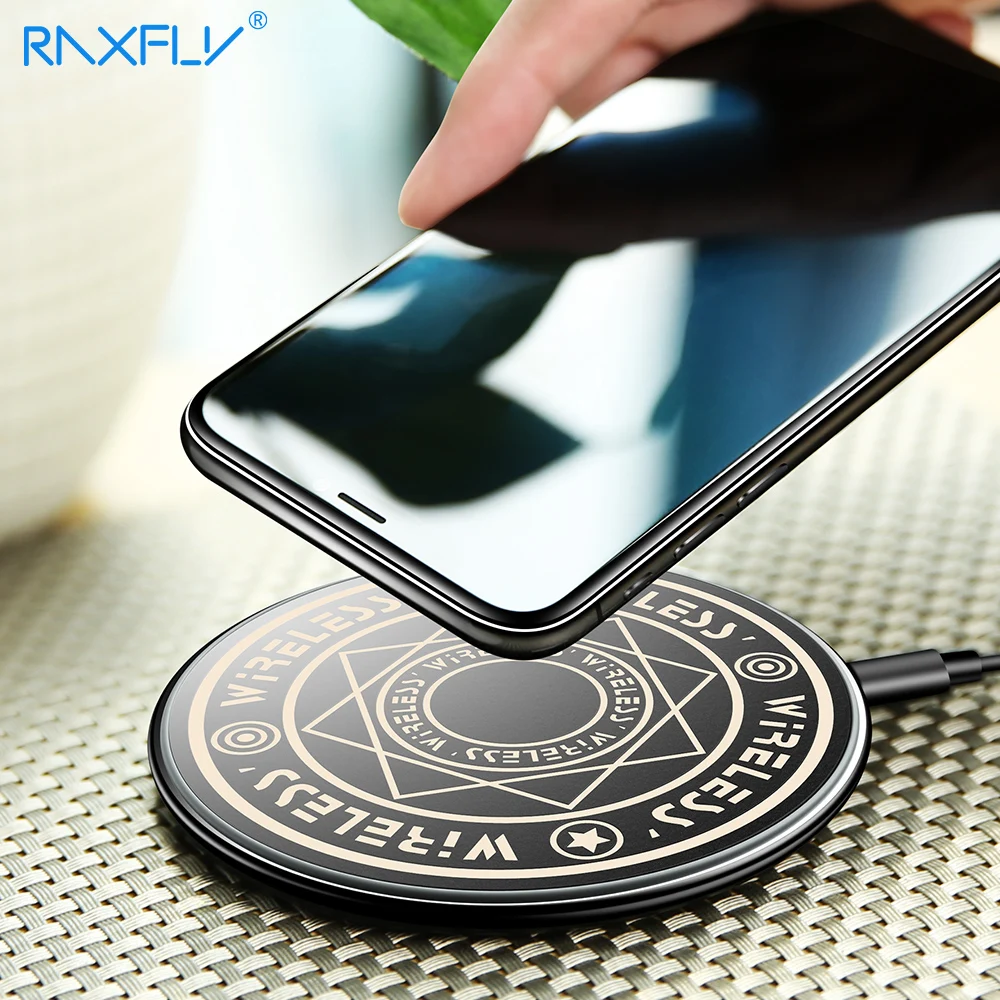 

Raxfly Universal Wireless Charger For iPhone X XS Max 7 8 For Samsung S9 S8 For Huawei Magic Array Qi Wireless Fast Charging Pad
